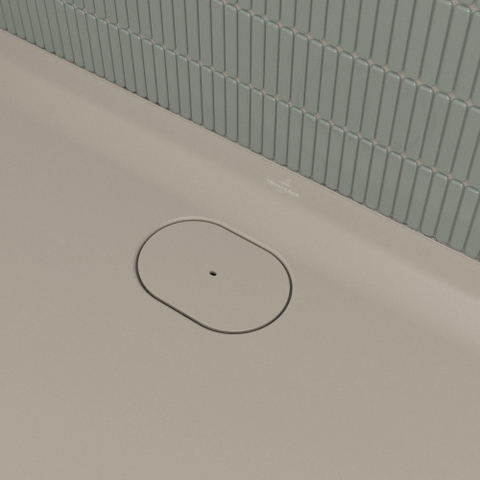 Villeroy & Boch Ecora douchebak - 140x100x3.5cm - afvoer lange zijde - almond (beige) SW1559000