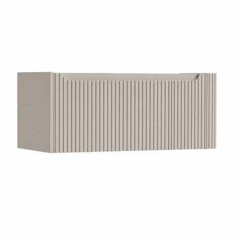 H&R Badmeubelen Juice Wastafelonderkast - 100x45x40cm - rechterhoek afgerond - 3D-front - 1 lade - geïntegreerde greep - beige mat SW1259740