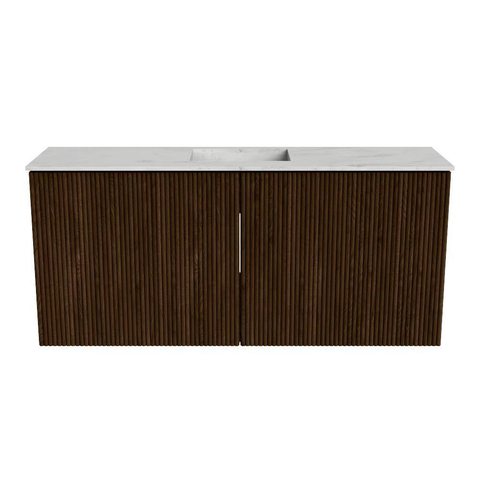 Mondiaz JOYA-DLUX 90cm meuble de salle de bains - couleur Walnut - Vasque FAYE position Milieu Sans trou de robinet couleur Opalo. SW1422500
