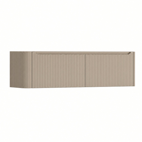 H&R Badmeubelen Juice Wastafelonderkast - 160x45x40cm - linkerhoek afgerond - 3D-front - 2 lades - geïntegreerde greep - olive SW1260326
