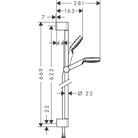 Hansgrohe Crometta Doucheset - 1jet - ecosmart - met Unica Croma - glijstang 65 cm wit/chroom - wit chroom SW73196