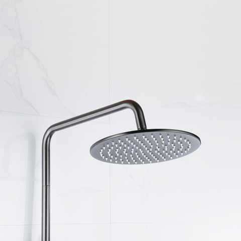 Fortifura Calvi Ensemble de douche pluie - thermostatique - douche principale de 30 cm - flexible en métal - douchette à main - Gunmetal PVD brossé SW1204433