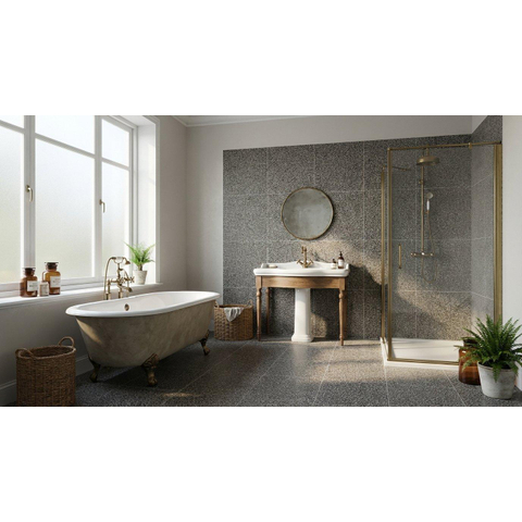 ÉCHANTILLON Terravito Lavena carreau mural et de sol - 60x60cm - 10mm - Carré - rectifié - Anthracite mat SW736132