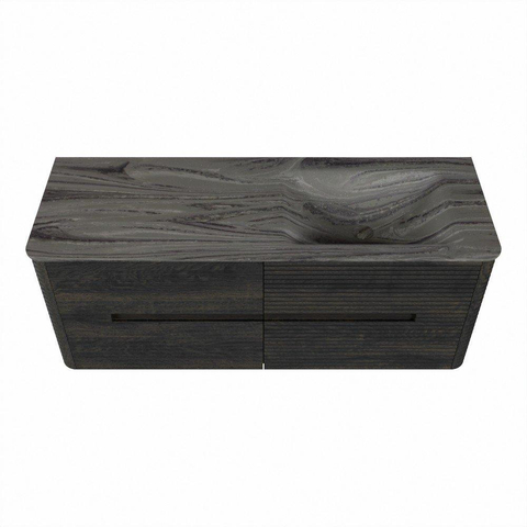 Mondiaz CIRO-DLUX Badkamermeubelset - 130x45x50cm - Solid surface wastafel Sombra - 1 wasbak Rechts - zonder kraangaten - 4 lades - Shadow SW1532769