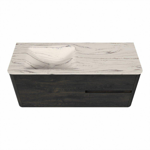 Mondiaz CIRO-DLUX Badkamermeubelset - 120x45x50cm - Solid surface wastafel Nata - 1 wasbak Links - 1 kraangat - 2 lades - Shadow SW1532569