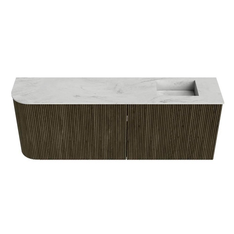 Mondiaz JOYA-DLUX 111.6cm toiletmeubel - ronding links kleur Shadow - Wastafel FAYE positie Rechts 1 kraangat kleur Opalo. SW1422943