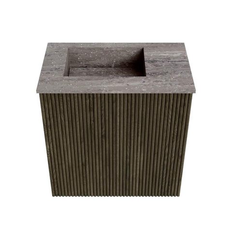 Mondiaz JOYA-DLUX 40cm meuble de salle de bains - couleur Shadow - Vasque FAYE position Gauche Sans trou de robinet couleur Oza. SW1425026