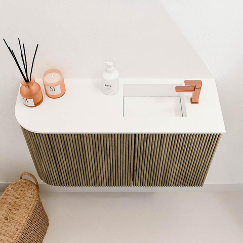 Mondiaz JOYA 71.6cm toiletmeubel - ronding links kleur Dusk - Wastafel FAYE positie Rechts 1 kraangat kleur Talc. SW1421604