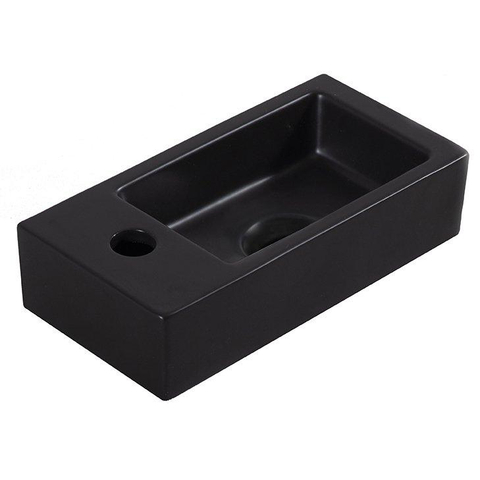 Wiesbaden Rhea S Fonteinset Rhea S mini - met fontein links kraan sifon en afvoerplug - mat zwart SW539020