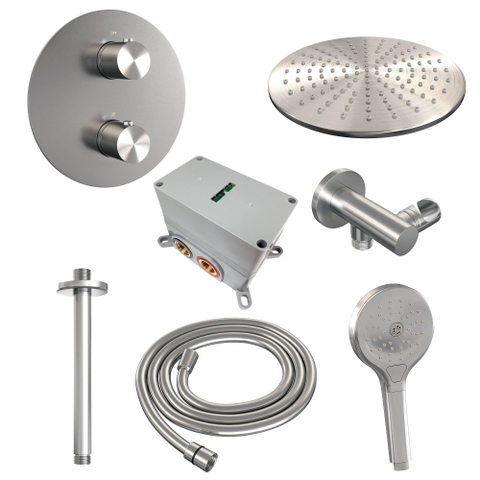 BRAUER Brushed Edition ensemble de douche pluie encastré – douche de tête Ø 30 cm – bras de plafond 30 cm – douchette ronde – set 84 SW1159148