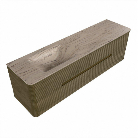 Mondiaz CIRO-DLUX Badkamermeubelset - 170x45x50cm - Solid surface wastafel Arena - 1 wasbak Links - 1 kraangat - 4 lades - Dusk SW1533146
