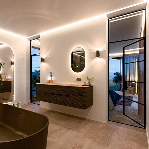Mondiaz CIRO-DLUX Meuble de salle de bains - 170x45x50cm - Plan vasque Solid surface Arena - 1 vasque à droite - sans trous de robinet - 4 tiroirs - Shadow SW1532392
