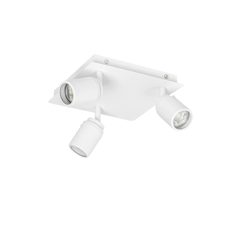 QAZQA Ducha badkamer plafondlamp - 23x23cm - 3 spots - IP44 - vierkant - mat wit TWEEDEKANS OUT14222