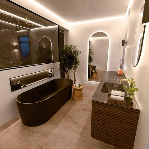 Mondiaz CIRO-DLUX Ensemble de meubles de salle de bains - 190x45x50cm - Lavabo solid surface Lava - 1 vasque à droite - sans trous de robinet - 4 tiroirs - Dusk SW1533072
