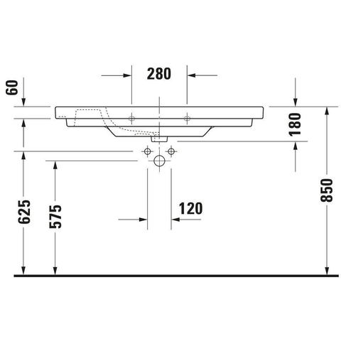 Duravit D-code Meubelwastafel - 105x48cm - met 1 kraangat - met overloop - wit GA87573