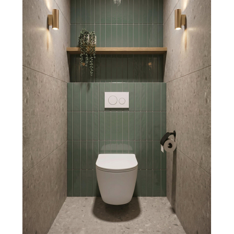 QeramiQ Dely Swirl Toiletset - 36.3x51.7cm - Geberit UP720 Duofix Sigma inbouwreservoir - slim zitting - glans witte bedieningsplaat - ronde knoppen - wit glans SW1413984
