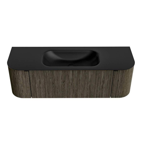 Mondiaz KURVE Ensemble de meuble de salle de bains - 140x46x40cm - 1 tiroir - 2 portes - lavabo solid surface - central - sans trou de robinet - Shadow SW1414201