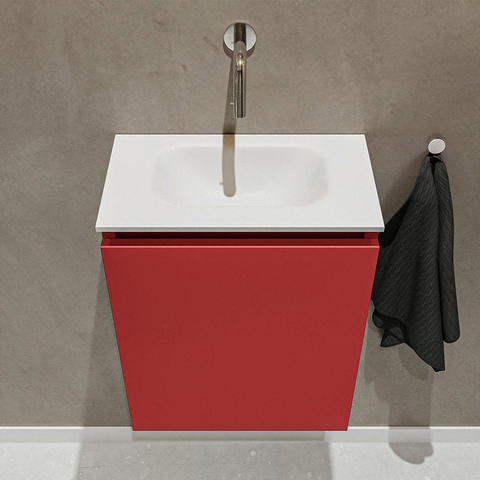 MONDIAZ TURE Toiletmeubel 40x23x50cm met 0 kraangaten 1 deuren fire mat Wastafel Eden midden Solid Surface Wit SW475081