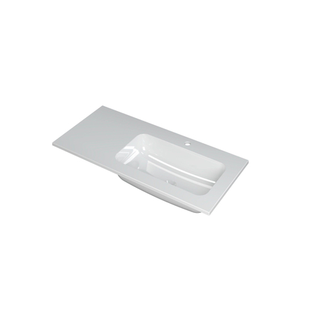 Ink faktor lavabo 100x1.5x45cm 1 trou pour robinet évier polystone blanc brillant SW207269