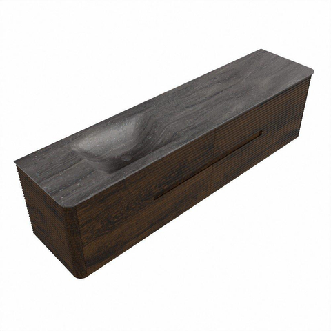 Mondiaz CIRO-DLUX Badkamermeubelset - 190x45x50cm - Solid surface wastafel Oza - 1 wasbak Links - 1 kraangat - 4 lades - Walnut SW1530671