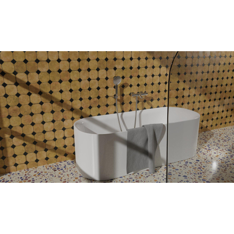 Fortifura Calvi Thermostatische badkraan - met ronde handdouche handdouchehouder en - metalen doucheslang - PVD - geborsteld RVS SW811980