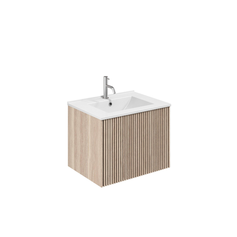 Crosswater Limit Badkamermeubelset - 60x45x45cm - 1 lade - keramieken wastafel - modern oak/anthracite (hout) SW1126220
