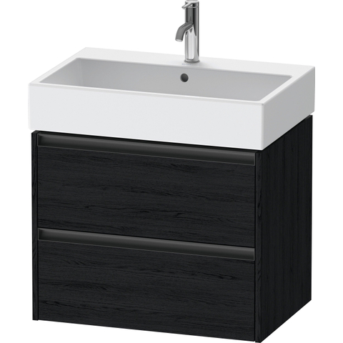 Duravit Ketho.2 Wastafelonderbouwkast - met 2 laden - 68.4x46x54.9cm - met grepen antraciet - eiken zwart mat SW772306