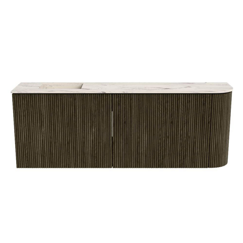 Mondiaz JOYA-DLUX 111.6cm toiletmeubel - ronding rechts kleur Shadow - Wastafel FAYE positie Links Zonder kraangat kleur Nata. SW1424995
