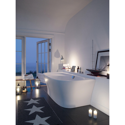 Duravit Cape cod Kunststof bad acryl - back-to-wall - 190x90x64cm - met aangevormd paneel - glans wit 0300898