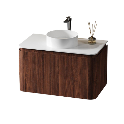 Royal Plaza Terra Meuble sous-lavabo - 80cm - 2 tiroirs - coins arrondis - châtaignier (noyer) SW1174098