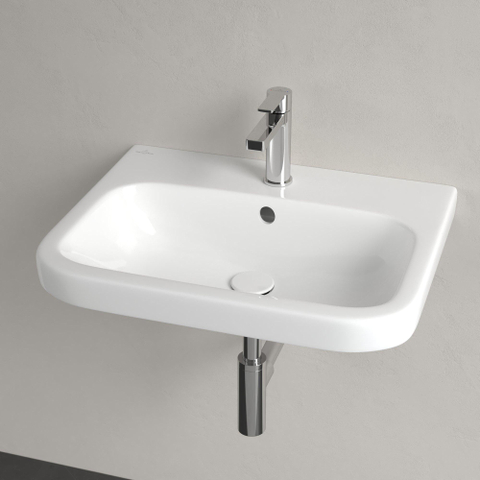 Villeroy & Boch Architectura wastafel onderzijde - geslepen - 60x47cm - met kraangat - met overloop - White Alpine (glans wit) 1025266