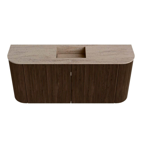Mondiaz JOYA-DLUX Meuble de salle de bains 93,2cm - arrondis gauche et droite couleur Noyer - Vasque FAYE position Milieu 1 trou de robinet couleur Saba SW1424688