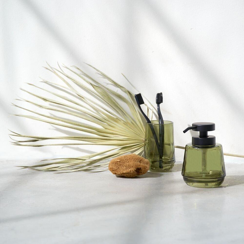 Sealskin Mood Ensemble de salle de bain - Distributeur de savon 380 ml - Gobelet à brosse à dents - Vert SW699541