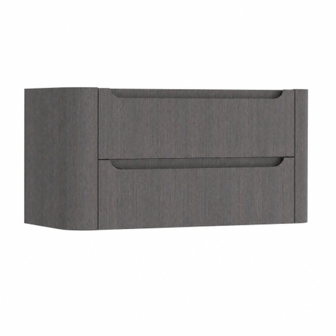 H&R Badmeubelen Juice Meuble sous vasque - 100x45x50cm - coins arrondis - 2 tiroirs - poignée intégrée - Wengé SW1489151