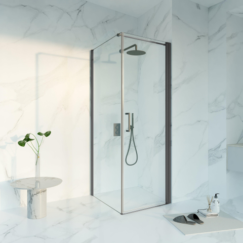Fortifura Galeria Douchecabine - 70x80x200 - Profiel veiligheidsglas - antikalk - PVD - geborsteld gunmetal (antraciet) SW1444123
