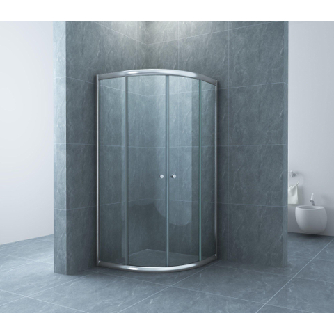 Xellanz Eco douchecabine - kwartronde cabine met twee schuifdeuren nano helder glas/chroom SW536670