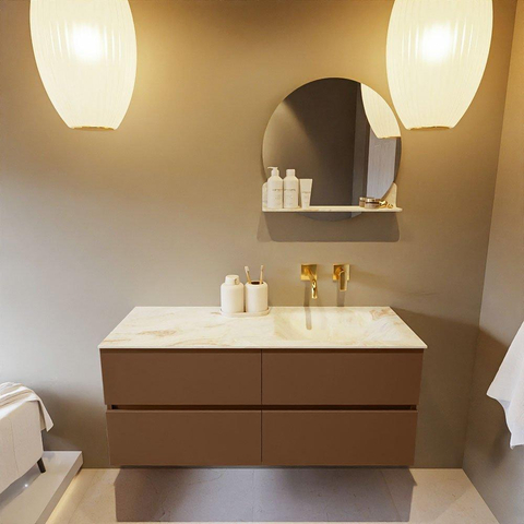 MONDIAZ VICA-DLUX Ensemble meuble de salle de bains - 120cm - meuble bas rust - 4 tiroirs - vasque encastrée cloud à droite - sans trous de robinetterie - version haute 60cm - frape SW1089093