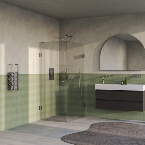 BRAUER Void Carving Cabine de douche - 80x120x200cm - porte battante - revêtement verre - réversible - verre clair - Acier inoxydable brossé PVD SW1418111