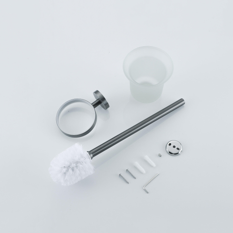 Fortifura Calvi toiletborstelhouder rond - PVD - geborsteld gunmetal (antraciet) SW721173