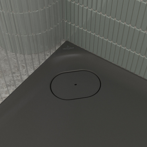 Villeroy & Boch Ecora douchebak - 100x100x3.5cm - hoekafvoer - anthracite (antraciet) SW1559002