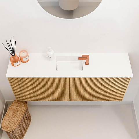 Mondiaz JOYA 100cm toiletmeubel - kleur Oak - Wastafel FAYE positie Midden 1 kraangat kleur Talc. SW1421115