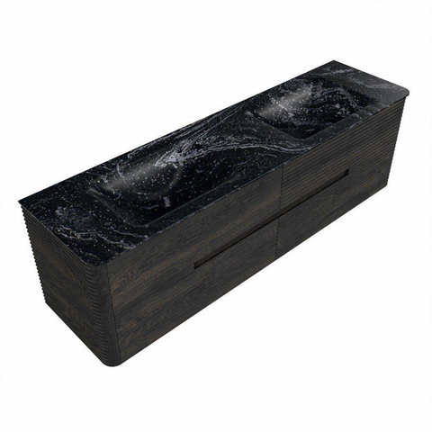 Mondiaz CIRO-DLUX Badkamermeubelset - 170x45x50cm - Solid surface wastafel Lava - 2 wasbak Dubbel - zonder kraangaten - 4 lades - Shadow SW1532499
