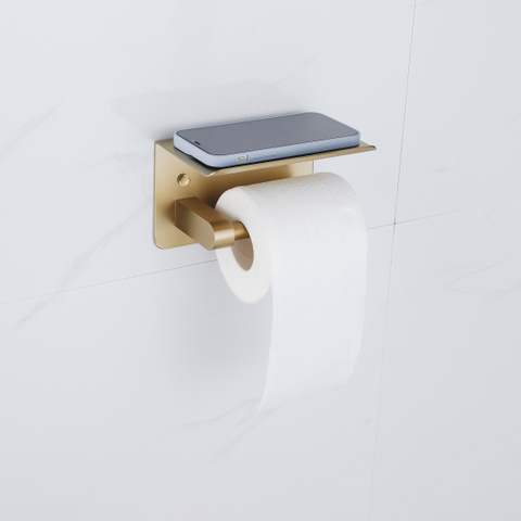 Fortifura Calvi toiletrolhouder - met plateau - PVD - geborsteld messing (goud) SW1183053