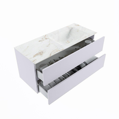 MONDIAZ VICA-DLUX Ensemble meuble de salle de bains - 110cm - meuble bas cale- 2 tiroirs - lavabo encastré cloud à droite - 1 trou de robinet - version haute 60cm - frape SW1089030
