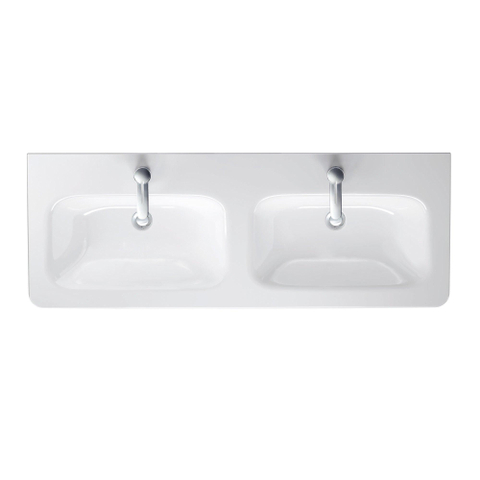 Duravit Durastyle Dubbele wastafel - 130x48cm - met 2 kraangaten - met overloop - wit SW88235