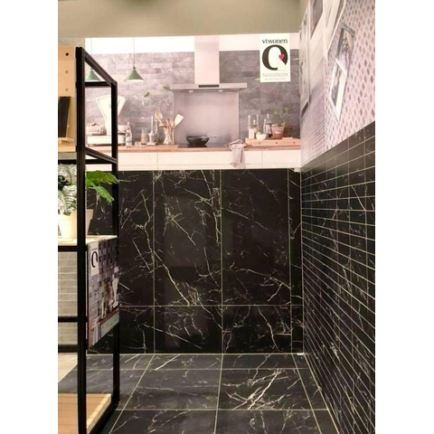 Vtwonen Classic Carrelage de sol et mural 30x60cm 10mm rectifié R9 porcellanato Noir SW367766