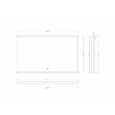 Wiesbaden Avi Spiegel rechthoek - met LED dimbaar en spiegelverwarming - 100x60cm - mat zwart SW373498