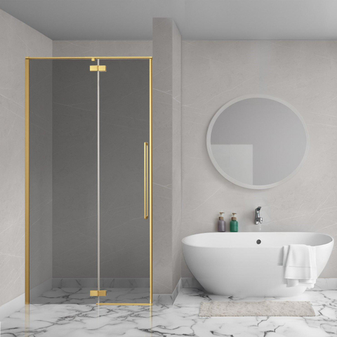 Aqua Vista Oria Linea porte de niche - 80x200cm - incl. kit de montage - verre fumé - or brossé SW1428257