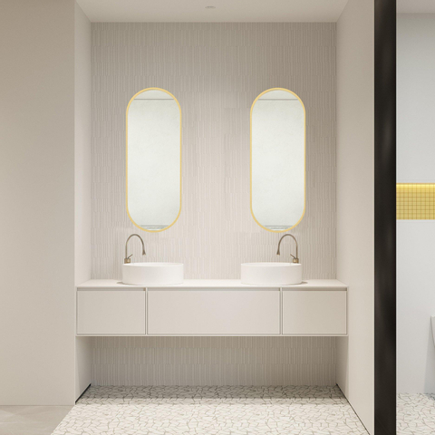 Saniclass Retro Line miroir – ovale – 38 x 90 cm – Or mat SW643429