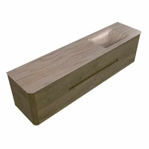 Mondiaz CIRO-DLUX Meuble de salle de bains - 190x45x50cm - Plan-vasque solid surface Saba - 1 vasque droite - 1 trou de robinetterie - 4 tiroirs - Dusk SW1533369